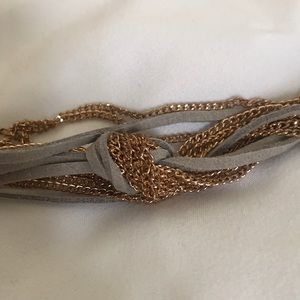 Grey and Gold Long Statement Necklace